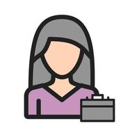 icono de línea llena de mujer de negocios vector