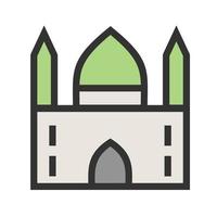 icono de línea llena de mezquita vector