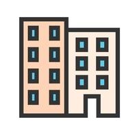 icono de línea llena de edificio de oficinas vector