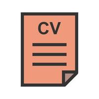 icono de línea llena de archivo cv vector