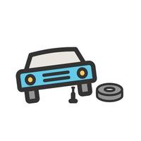 Changing Tyre Filled Line Icon vector