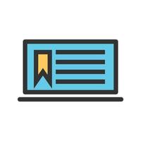 Notes on Laptop Filled Line Icon vector