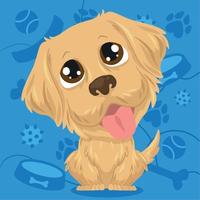 Isolated cute golden retriever dog character on a pet toys background Vector