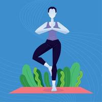 Isolated girl doing yoga exercises Flat design Vector