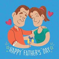 Cute father cartoon with his young daugther Happy father day Vector