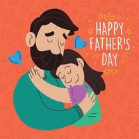 lindo padre de dibujos animados abrazando a su hija padre día vector