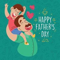Happy cute father playing with his son Father day Vector