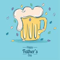 Isolated sketch of a beer with foam and party ornaments Happy father day Vector