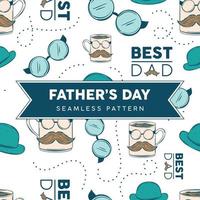 Seamless pattern background with hipster dad icons Happy father day Vector