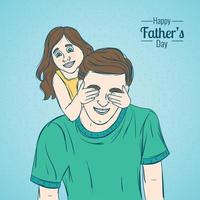 Girl playing with her dad cartoon Happy fathers day Vector