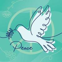 Sketch of dove bird with laurel wreath Peace and diplomacy flat concept Vector