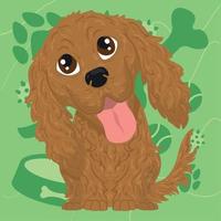 Isolated cute cocker spaniel dog character on a pet toys background Vector