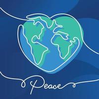 Earth globe sketch with a heart shape Peace and diplomacy flat concept Vector