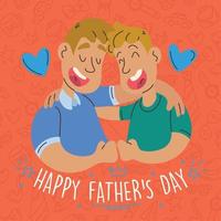 Cute father character smiling with his young son Happy father day Vector