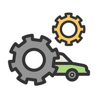 icono de línea llena de ajustes de coche vector