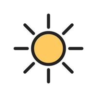 icono de línea llena de clima soleado vector