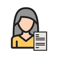 Woman Resume Filled Line Icon vector