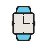 icono de línea llena de reloj analógico vector