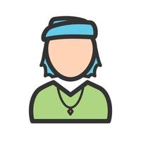 Boy in Bandana Filled Line Icon vector
