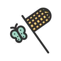 Catch Butterfly Filled Line Icon vector