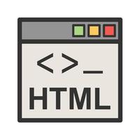 icono de línea llena de html vector