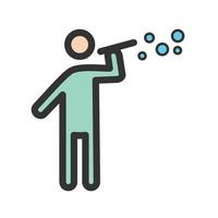 Man Making Soap Bubbles Filled Line Icon vector