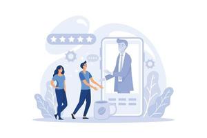 Technical support concept. Idea of customer service. Consultant support clients and help them with problems. Providing customer with valuable information.  flat design modern illustration vector