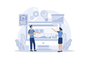 SEO optimizer concept. Idea of search engine optimization for website as marketing strategy. Web page promotion in the internet. flat design modern illustration vector