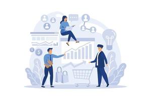 Trend watcher concept. Specialist in tracking the emergence of new business trends. Trend analysis and project promotion. flat design modern illustration vector