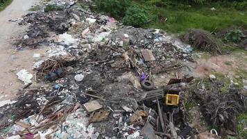 Aerial view rubbish dump site video