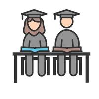 Students Sitting Filled Line Icon vector