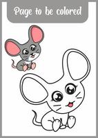 libro para colorear para niños. lindo raton vector