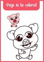 coloring book for kids. pig vector