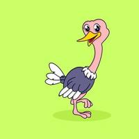 cute ostrich in flat design. cartoon illustration vector