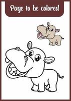 libro para colorear para niños. hipopótamo vector