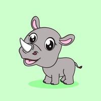 lindo vector de dibujos animados de rinoceronte. estilo de dibujos animados plana. concepto de icono de naturaleza animal aislado