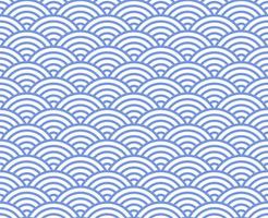 Japanese waves seamless pattern. Seigaiha. Blue ornament on a white background. Vector illustration.