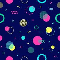 Geometric background in 80s-90s style. Memphis pattern of geometric shapes circle. Vector illustration.