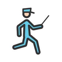 Running Cop Filled Line Icon vector