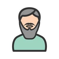 hombre en icono de línea llena de barba larga vector