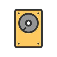 icono de línea llena de disco duro vector