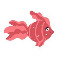 pescado de mar. lindo personaje submarino. una criatura acuática submarina tropical. ilustración vectorial sobre un fondo blanco en estilo de dibujos animados. vector