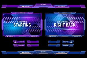 Set futuristic stream overlay geometric frames template vector