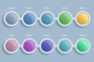 5 steps infographic circles signs 3d isolated grey background vector