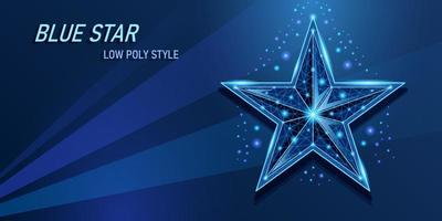 light five pointed star 3d low poly on dark blue background vector