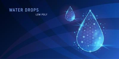 outline water drops low poly on dark blue background vector