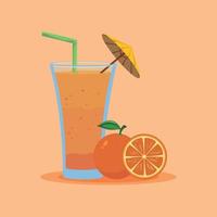 Orange smoothie illustration isolated on pastel orange background vector