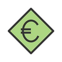 icono de línea llena de símbolo de euro vector