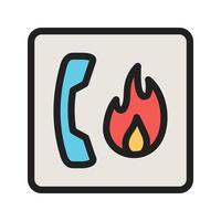 icono de línea llena de emergencia de incendio vector