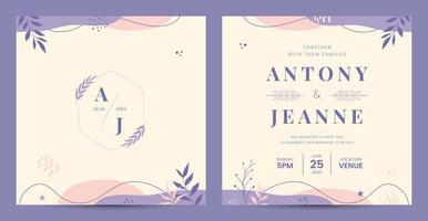 plantilla de invitación de boda con fondo de color pastel vector